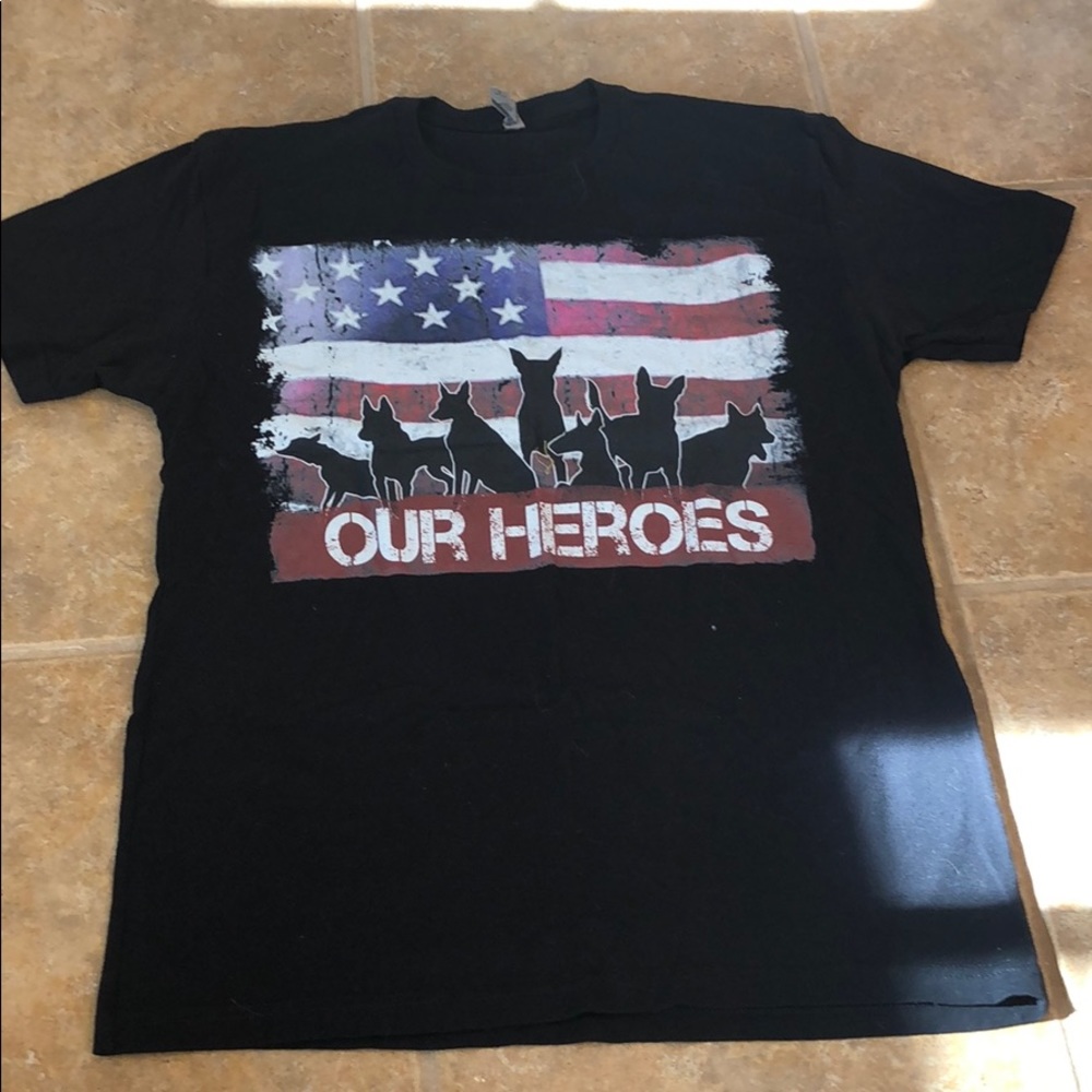 Our Heroes Dog printed on Next Level T-shirt